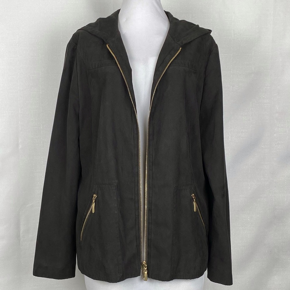 Escada Sport Brown Faux Suede Hooded Jacket Coat